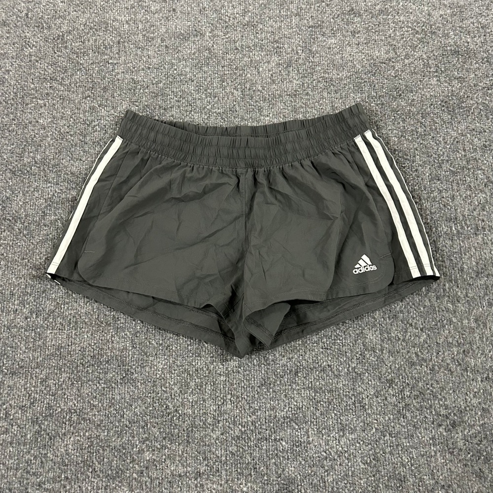 Adidas Shorts Womens Size M Gray Aeroready 3 Stripe Athletic Running GM2950